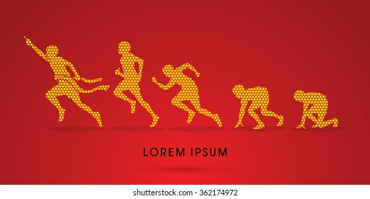 Running step, Never Give up, designed using line geometric pattern graphic vector.