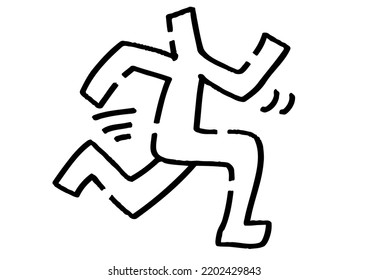 Running stick figure. Hand-drawn vector data.