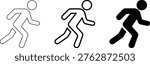 Running Stick Figure Icon Set – Motion Sequence Silhouette Symbols of Human Activity