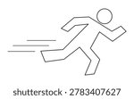 Running stick figure icon with speed motion lines isolated on transparent background