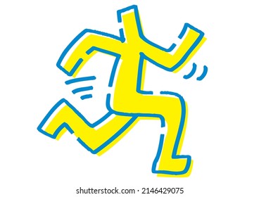 Running Stickman. Hand-drawn vector data.