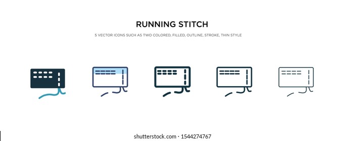 running stitch icon in different style vector illustration. two colored and black running stitch vector icons designed in filled, outline, line and stroke style can be used for web, mobile, ui