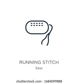 Icono de punto de ejecución. Icono de contorno lineal delgado aislado en fondo blanco de la colección de coser. Signo vectorial de línea, símbolo para web y móvil