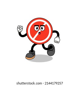 running stop sign mascot illustration , character design