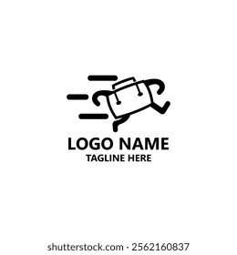 running suitcase logo design vector
