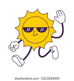 Running Sun Character Vector Illustration