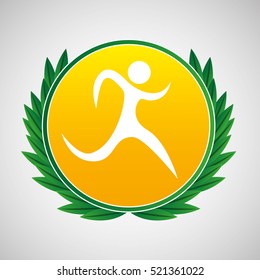 running symbol label laurel wreaths vector illustration eps 10