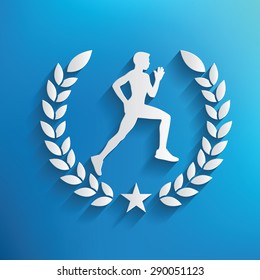 Running symbol on blue background,clean vector