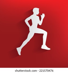 Running symbol on red background,clean vector