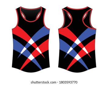 Running Tank Top With Colorful Graphic Line Design on White Background, Vector File.