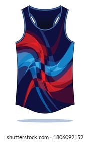 Running Tank Top With Colorful Graphic Line Design on White Background, Vector File.