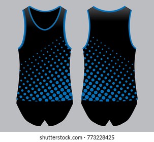 Running Tank Top Design Vector With Dots Style Graphic Lines.Front and Back Views.