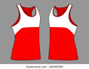 Running Tank Tops Shirt Design Vector With Red/White Colors.