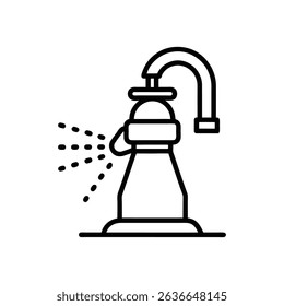 running tap icon line art on white background