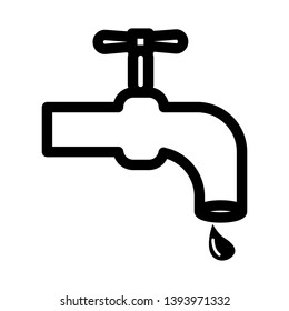 Running tap water linear icon. Thin line illustration. Open faucet contour symbol. Vector isolated outline drawing - Vector