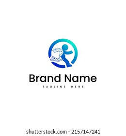 Running Technology Sport Logo Template