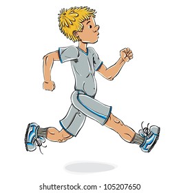 Running teen boy vector cartoon, cartoon style illustration.