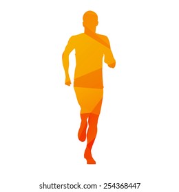 Running teenager. Vector abstract silhouette