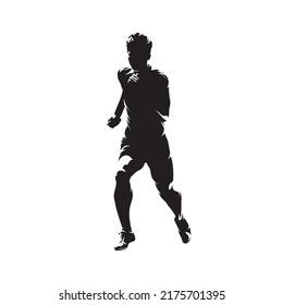 Running teenager, young athlete. Abstract isolated vector silhouette. Sports