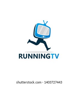 Running Television Logo Template Design Vector, Emblem, Design Concept, Creative Symbol, Icon