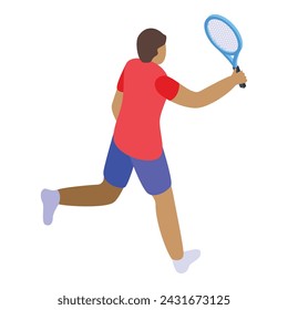 Running tennis player icon isometric vector. Sport fun. Play court game