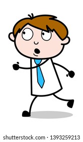 Running and Thinking - Office Salesman Employee Cartoon Vector Illustration﻿