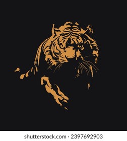 A running tiger in dark background 