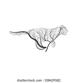 running Tiger stylized bush for use as logos on cards, in printing, posters, invitations, web design and other purposes.