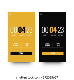 Running Timer App UI With Distance And Calories