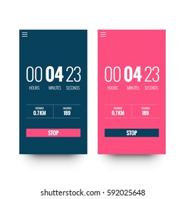 Running Timer App UI With Distance And Calories