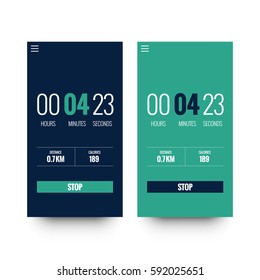 Running Timer App UI with Distance and Calories