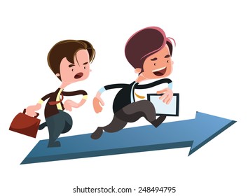 Running to the top business vector illustration cartoon character