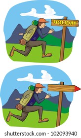 running a tourist with a backpack - holiday
