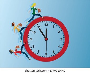 Running towards deadline. Vector illustration.