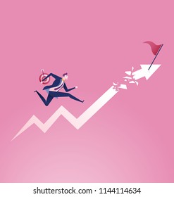 Running towards the goal. Business vector illustration