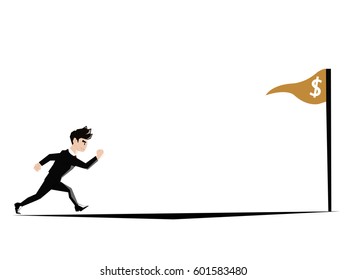 Running towards the goal. Business vector illustration
