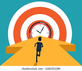 Running towards the target at the planned time