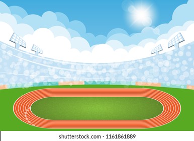 Running track arena, top view of sport stadium. Vector illustration.