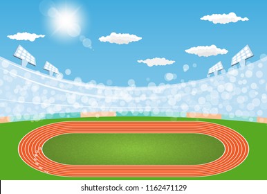 Running track arena, top view of sport stadium. Vector illustration.