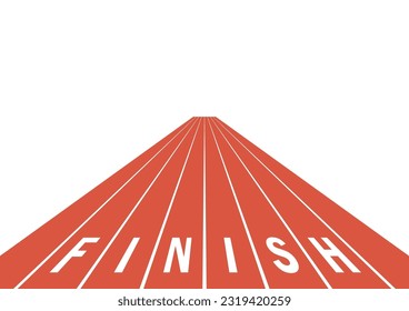 Running Track or Athlete Track with Finish Line. Vector Illustration Isolated on White Background. 