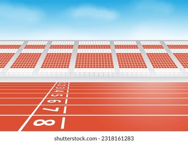 Running track, top view of sport stadium. Vector illustration