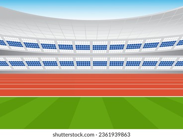 Running Track or Athlete Track in Stadium. Vector Illustration.	