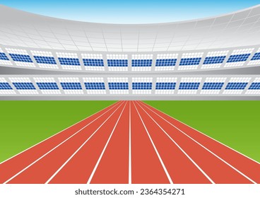 Running Track or Athlete Track in Stadium. Vector Illustration.