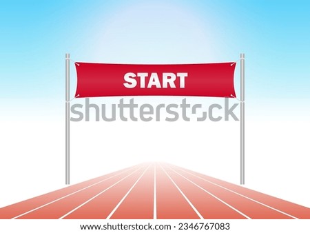 Running Track or Athlete Track with Start or Finish line. Vector Illustration.	