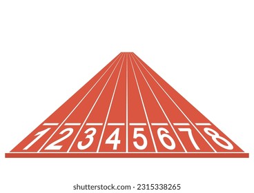 Laufspur oder Sportspur. Vektorgrafik einzeln auf weißem Hintergrund. 