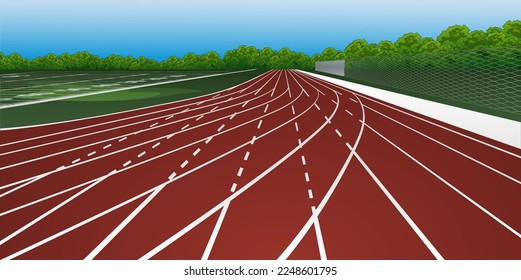 Running Track Background Scene. Vector Illustration