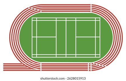 Running track and badminton field sport simple design