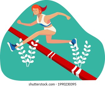 Running Track And Field Athlete Woman Hurdle