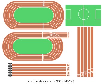 Running track, top view of sport stadium. Vector illustration