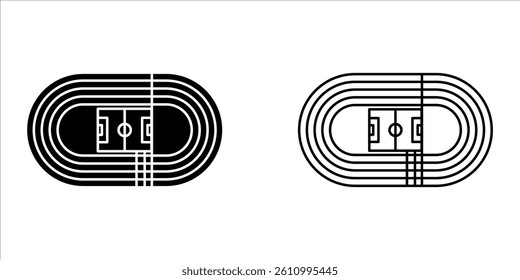 Running track field icon on white background